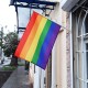 Прапор ЛГБТ 70х45см на стіну з флагштоком