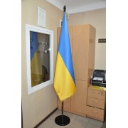 Прапор України 150х100см кабінетний сатен купольний з бахромою